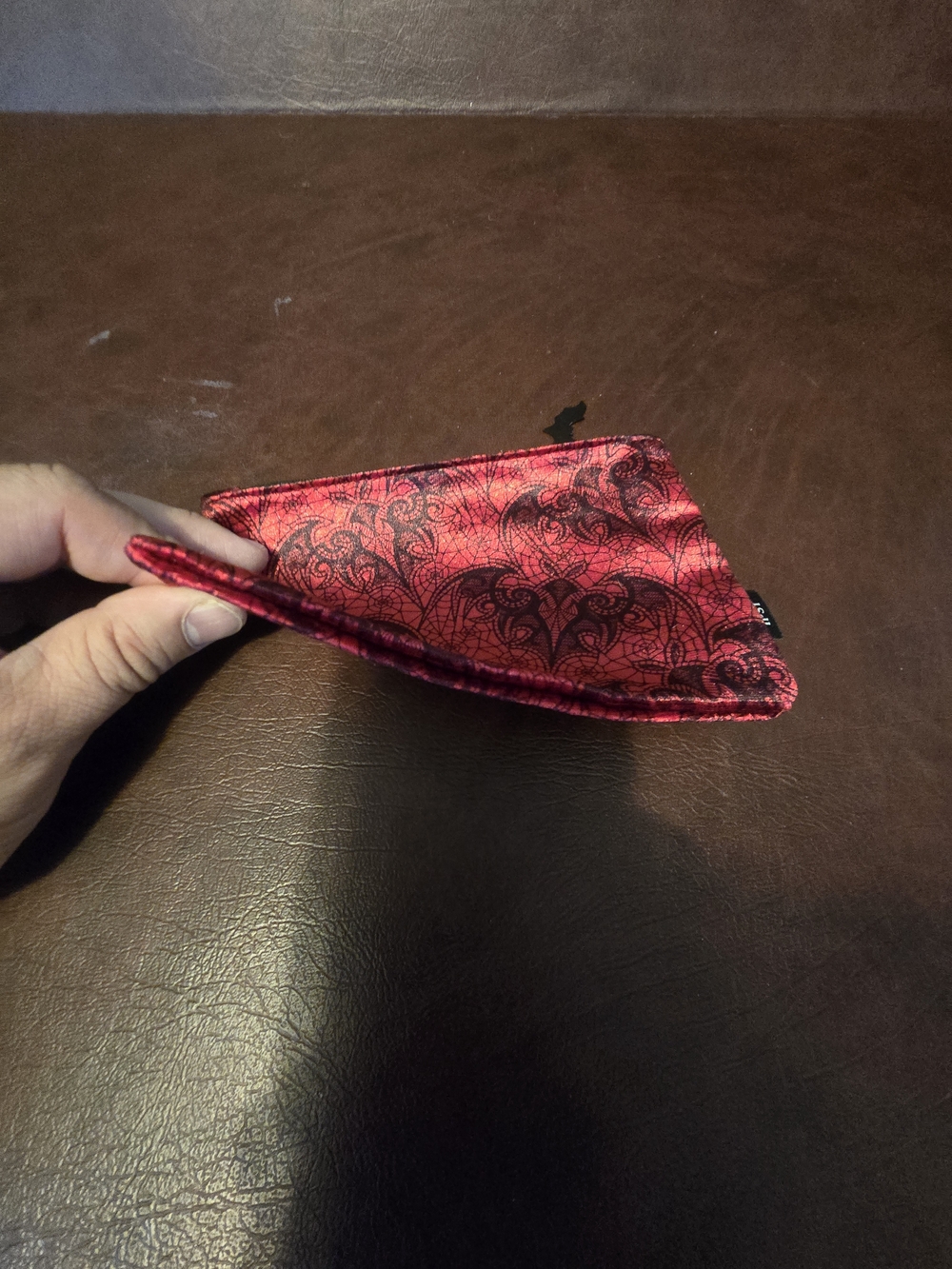 Red Patterned Fabric Pouch - Picture 4 of 5